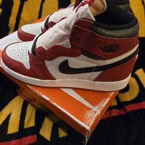 Nike Red and White High-Top Sneakers